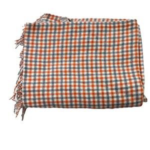 Roca Home Throw Blanket 80% Lambswool Made In Portugal 50" X 67" Plaid Fringe